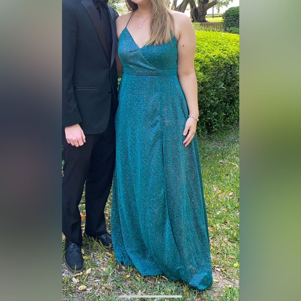 Sparkly teal blue formal dress